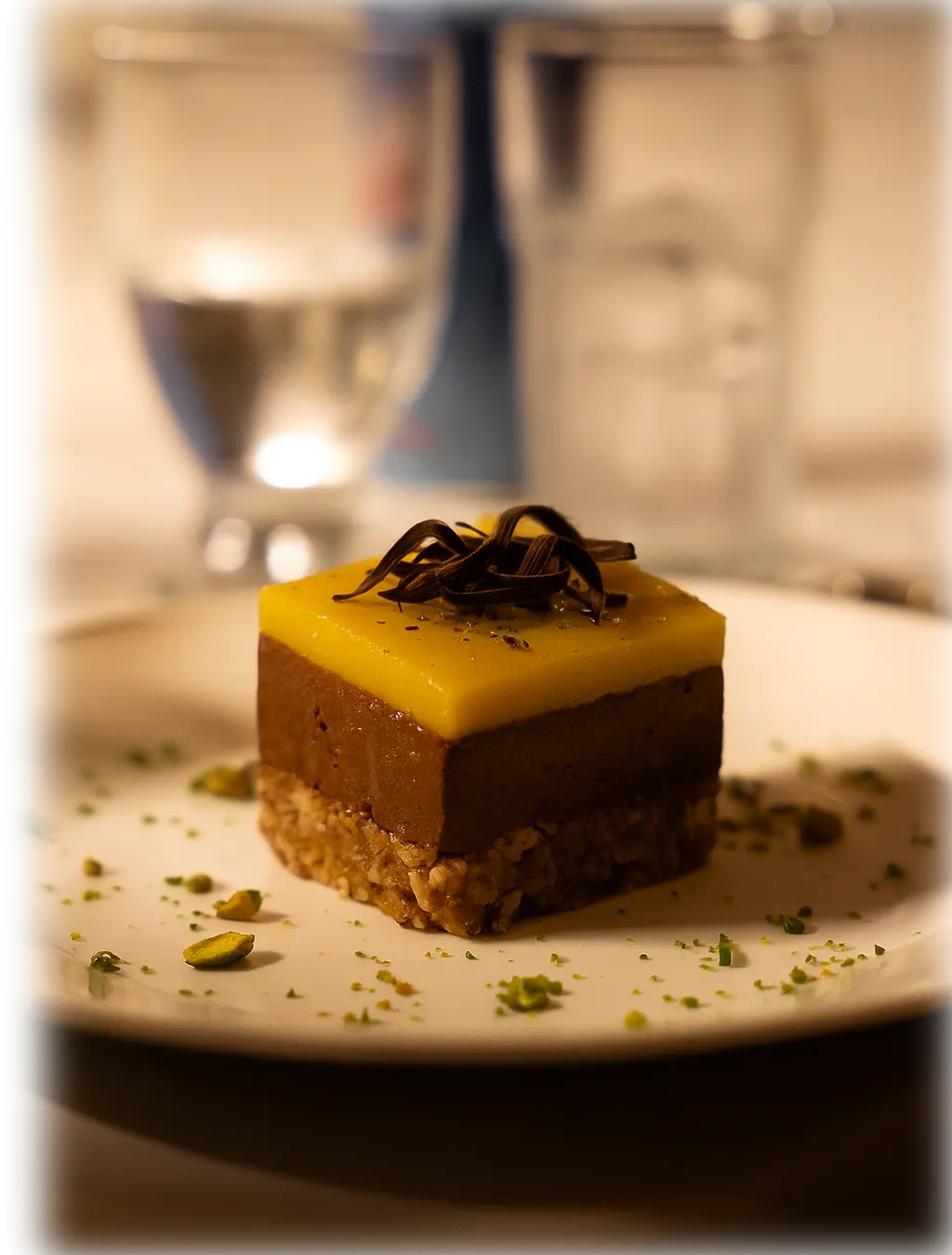 Postre de la experiencia Cena a Oscuras